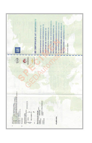 COC Opel - Certificate Of Conformity